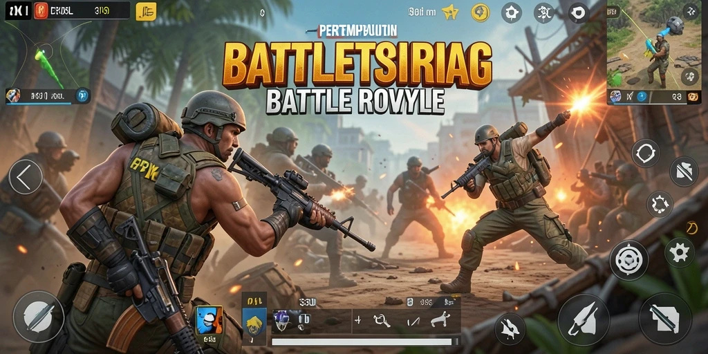 Gambaran gameplay epik di arena Battle Royale.