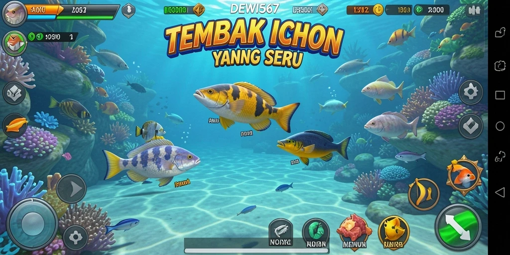 Tampilan gameplay seru DEWI567 dalam menangkap ikan.