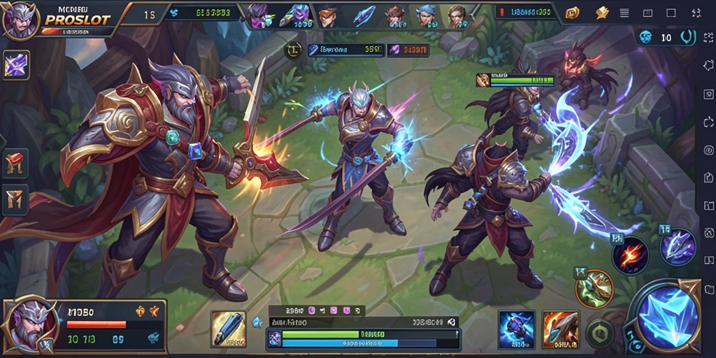 Screenshot gameplay <strong>PROSLOT</strong> menampilkan strategi seru dalam pertempuran tim.